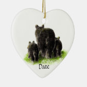 Aangepaste Waterverf zwarte Beer Keramisch Ornament (Rechts)