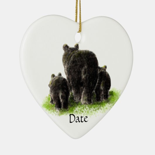 Aangepaste Waterverf zwarte Beer Keramisch Ornament (Rechts)