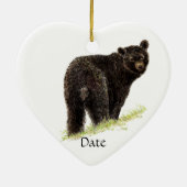 Aangepaste Waterverf zwarte Beer Keramisch Ornament (Achterkant)