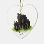 Aangepaste Waterverf zwarte Beer Keramisch Ornament (Links)