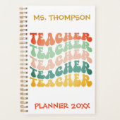 Aangepaste  Wave Typografie leraarnaam Planner (Voorkant)
