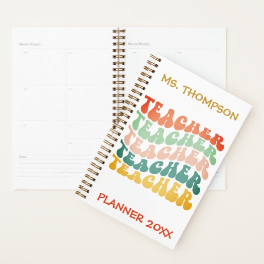 Aangepaste  Wave Typografie leraarnaam Planner (Display)