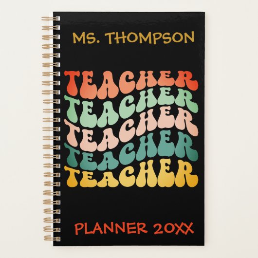 Aangepaste  Wave Typografie leraarnaam Planner (Voorkant)