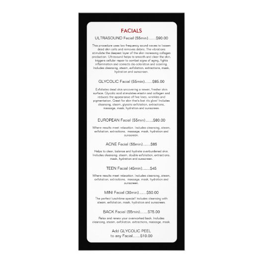 Aangepaste Wax Bar Rack Kaart (Achterkant)