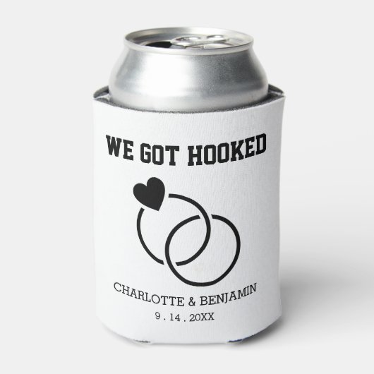 Aangepaste 'We Got Hooked' Huwelijk Blikjeskoeler (Blikje Voorkant)