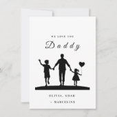 Aangepaste "We Love You Daddy" Silhouette Kunst Bedankkaart (Voorkant)
