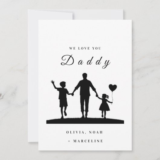 Aangepaste “We Love You Daddy” Silhouette Kunst Save The Date (Voorkant)