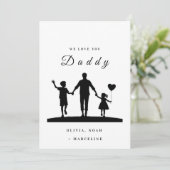 Aangepaste “We Love You Daddy” Silhouette Kunst Save The Date (Staand voorkant)