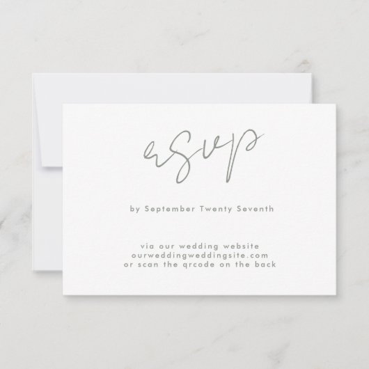 aangepaste Website QR CODE BACK sage groen wit RSVP Kaartje (Voorkant)