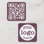 Aangepaste website QR Code Company Logo Dark Roos  Vierkante Visitekaartje (Voorkant / Achterkant)