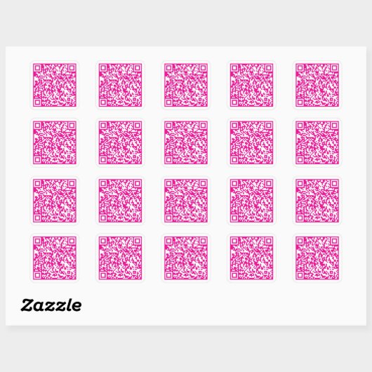 Aangepaste website QR-code Hot Pink Vierkante Sticker (Vel)