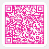 Aangepaste website QR-code Hot Pink Vierkante Sticker (Voorkant)