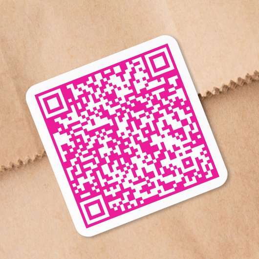 Aangepaste website QR-code Hot Pink Vierkante Sticker