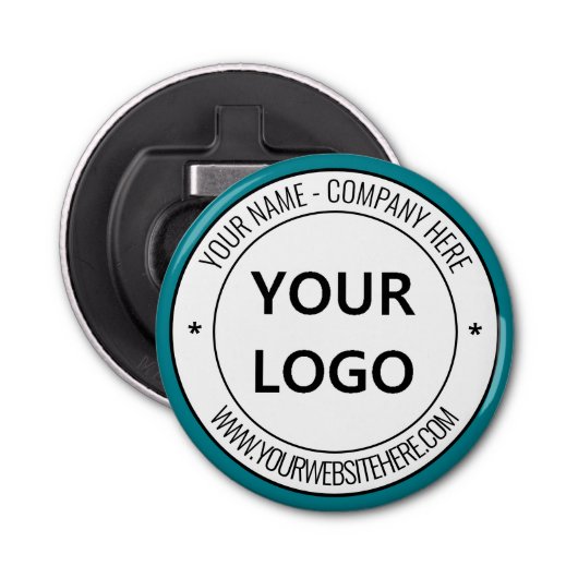 Aangepaste website voor bedrijfsnaam op maat button flesopener (Voorkant)