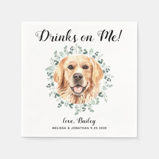 Aangepaste weddenschap met een hond Open Bar Golde Servet (Voorkant)