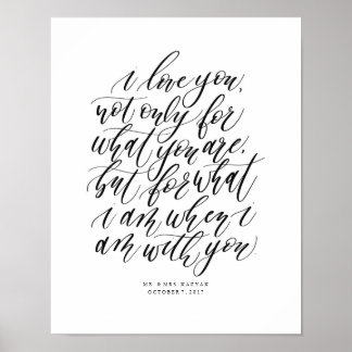 Aangepaste wedkalligrafie-liefdesquote poster