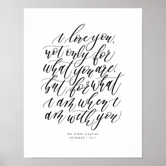 Aangepaste wedkalligrafie-liefdesquote poster (Voorkant)