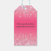 Aangepaste wedroze druppelaar Glitter Trendy Cadeaulabel (Achterkant)