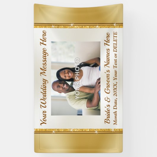 Aangepaste, weduwenbanners met foto's en tekst spandoek (Verticaal)