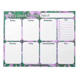 Aangepaste weekplanner | Oerwoud Bladeren Patroon Notitieblok
