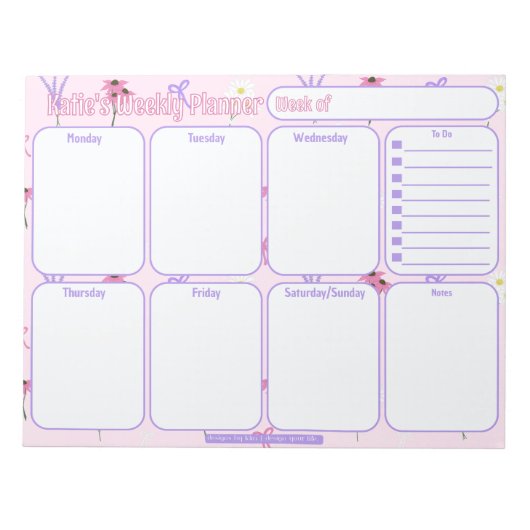 Aangepaste weekplanner | Wildflowers & Bows Patroo Notitieblok (Voorkant)