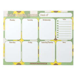 Aangepaste weekplanner | Zonnebloem geplakt patroo Notitieblok