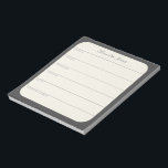 Aangepaste weekplanning in zwart Notitieblok<br><div class="desc">Een stijlvol,  gepersonaliseerd weekblad notitieblok in zwart-wit.</div>