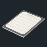 Aangepaste weekplanning in zwart Notitieblok<br><div class="desc">Een stijlvol,  gepersonaliseerd weekblad notitieblok in zwart-wit.</div>