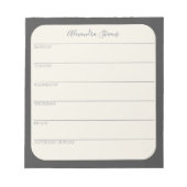 Aangepaste weekplanning in zwart Notitieblok (Voorkant)