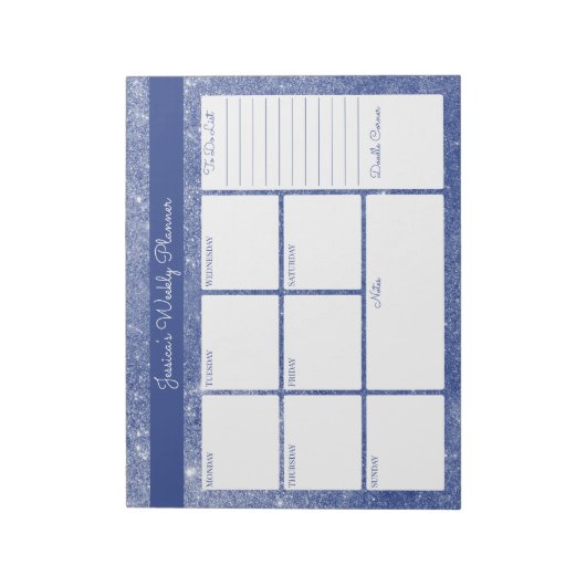 Aangepaste weekplanning voor Blauwe Shimmer en lij Notitieblok (Linkerzijde)