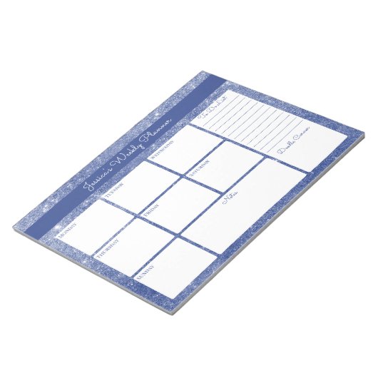 Aangepaste weekplanning voor Blauwe Shimmer en lij Notitieblok (Schuin)