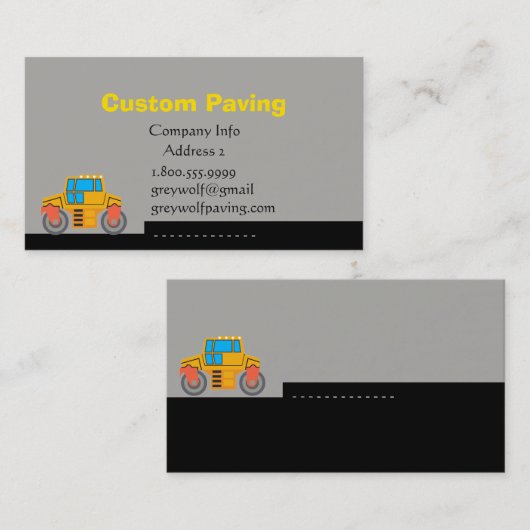 Aangepaste wegenbouw visitekaartje (Voorkant / Achterkant)