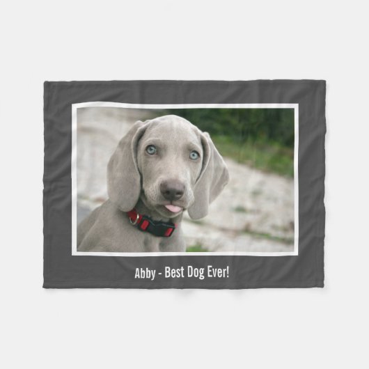 Aangepaste Weimaraner Dog Foto en Dog Name Fleece Deken (Voorkant (Horizontaal))