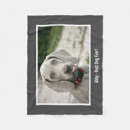 Aangepaste Weimaraner Dog Foto en Dog Name Fleece Deken (Voorkant)