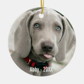 Aangepaste Weimaraner Dog Foto en Dog Name Keramisch Ornament (Voorkant)