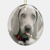 Aangepaste Weimaraner Dog Foto en Dog Name Keramisch Ornament (Links)