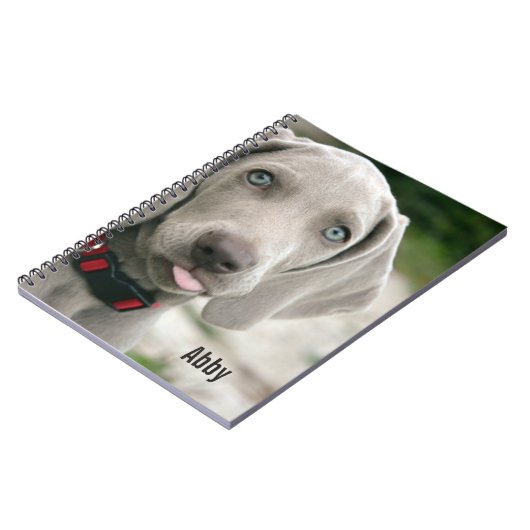 Aangepaste Weimaraner Dog Foto en Dog Name Notitieboek (Linkerzijde)