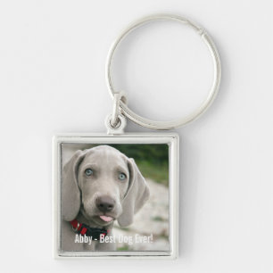 Aangepaste Weimaraner Dog Foto en Dog Name Sleutelhanger