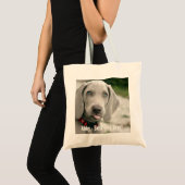 Aangepaste Weimaraner Dog Foto en Dog Name Tote Bag (Voorkant (product))