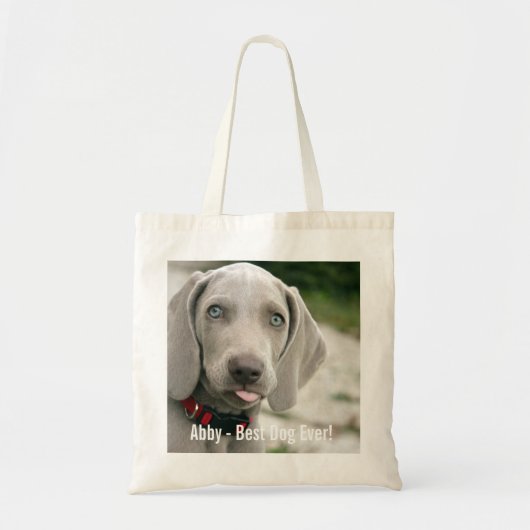 Aangepaste Weimaraner Dog Foto en Dog Name Tote Bag (Voorkant)