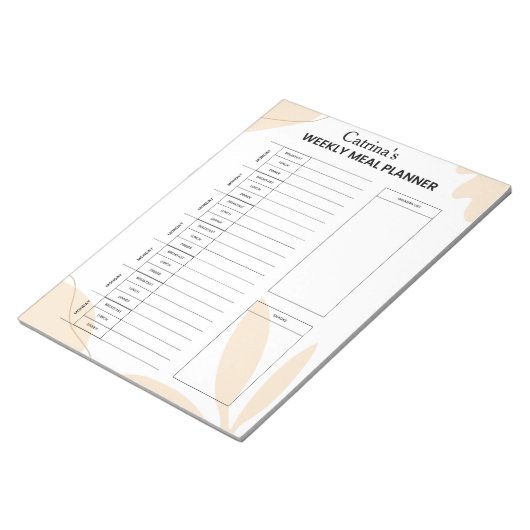 Aangepaste wekelijkse maaltijdplanner notitieblok (Schuin)