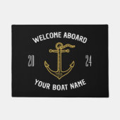 Aangepaste Welkom Aan Boord Bootnaam Zwart & Goud Deurmat (Voorkant)