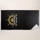 Aangepaste Welkom aan boord Nautisch Schip Wiel Zw Strandlaken (Voorkant)