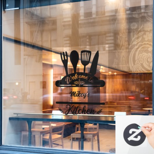 Aangepaste Welkom in de Keuken Raamsticker (Cafe Raam)