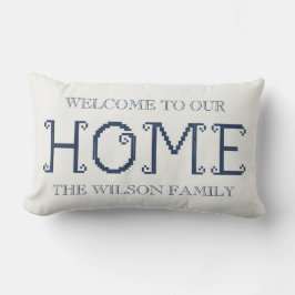 Aangepaste "Welkom in ons huis" met familienaam Kussen