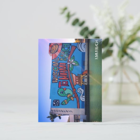 Aangepaste Welkom Miami Beach Florida Graffiti Muu Briefkaart (Staand voorkant)