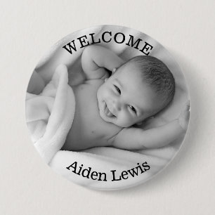 Aangepaste Welkom nieuwe baby-foto-Button Ronde Button 7,6 Cm