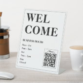 Aangepaste Welkom Openingstijden Met QR-code Reclamebord Met Voetstuk (Insitu)