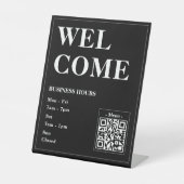 Aangepaste Welkom Openingstijden Met QR-code Reclamebord Met Voetstuk (Voorkant)