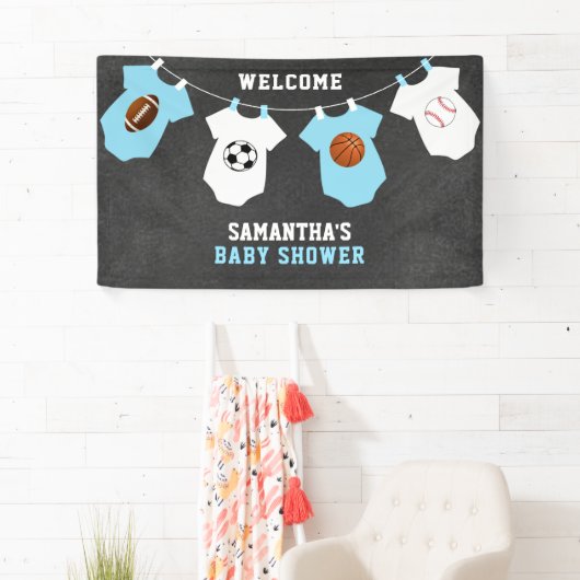 Aangepaste Welkom Sport Thema JONGEN Baby shower Spandoek (Insitu)